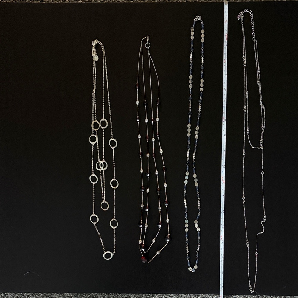Silver Red and Blue Necklace Set